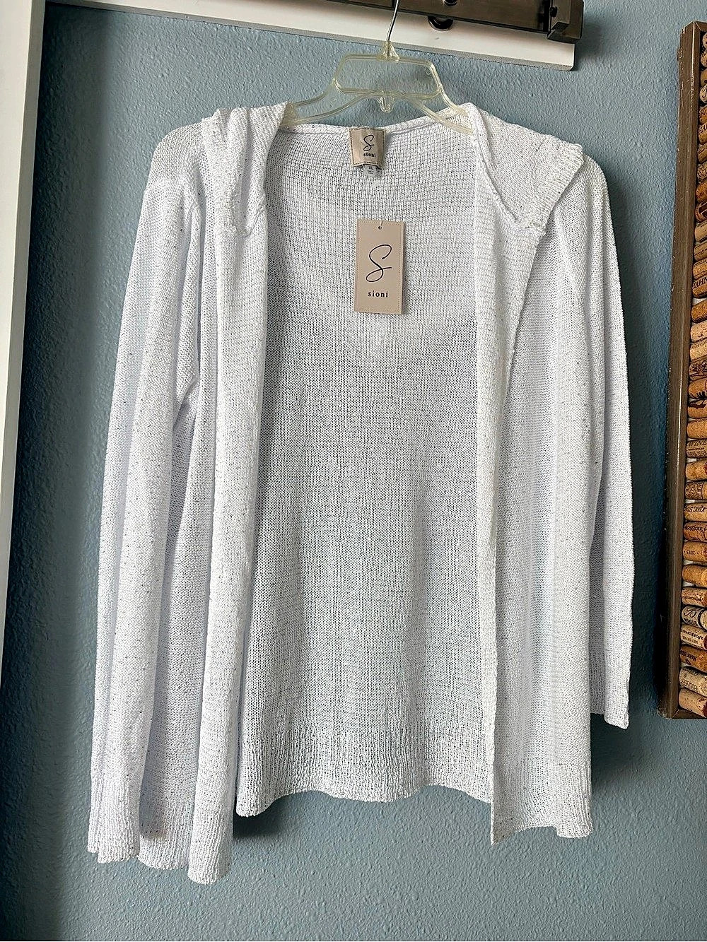 Sioni Hooded Sparkle Sweater White XL NWT